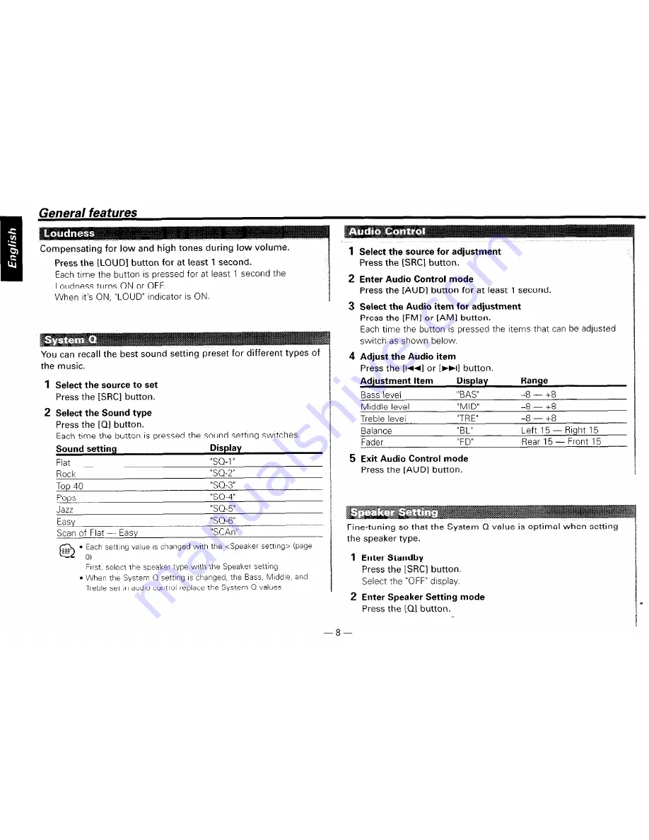 Kenwood KDC-119 Instruction Manual Download Page 8