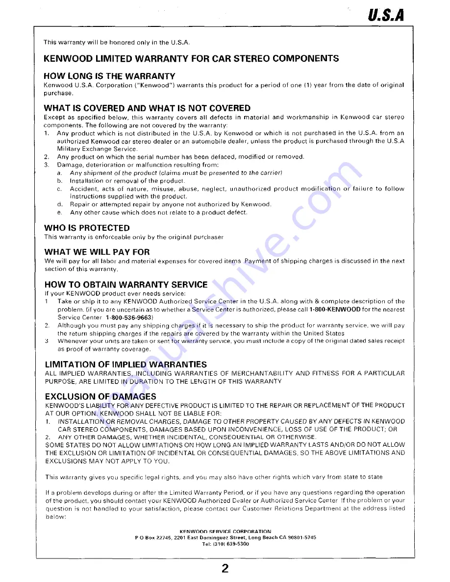 Kenwood KDC-119 Instruction Manual Download Page 28