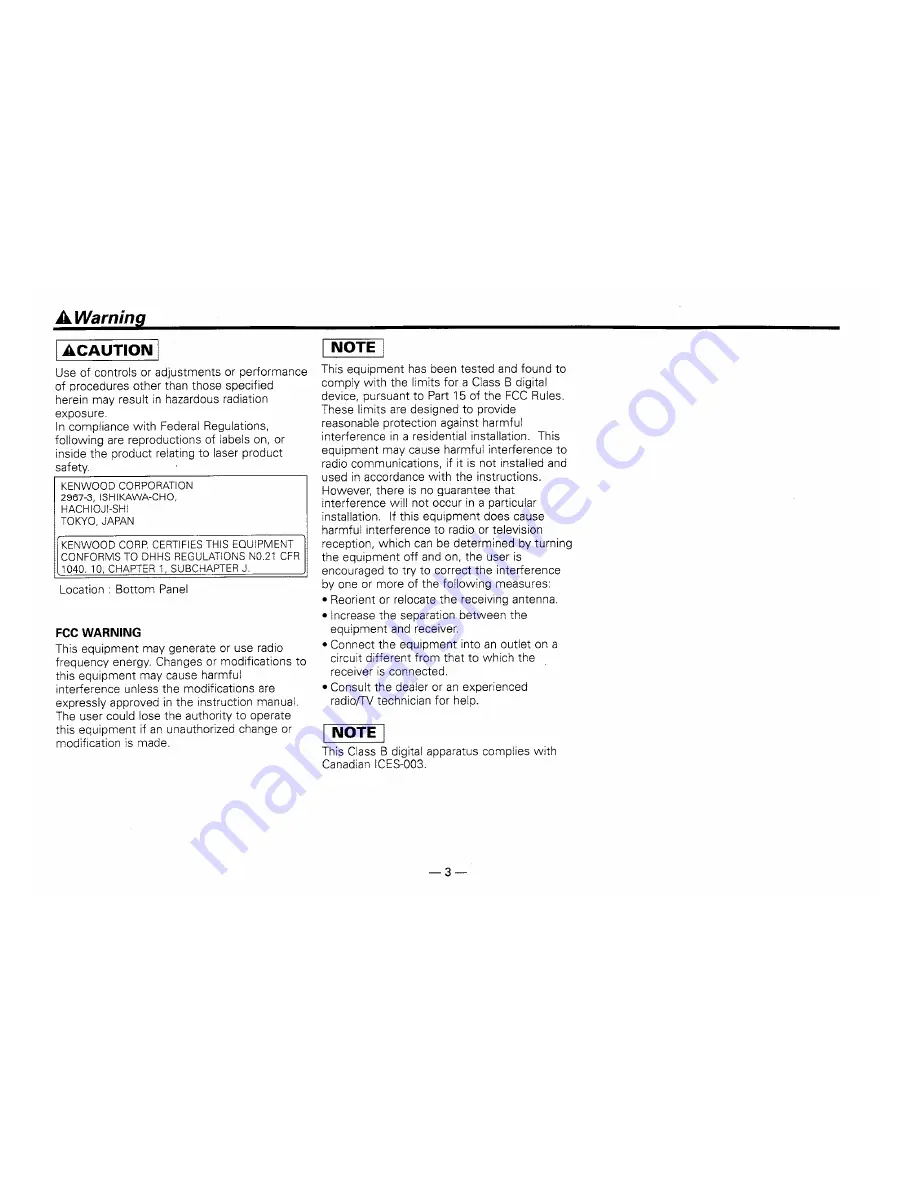 Kenwood KDC-2025 Instruction Manual Download Page 3