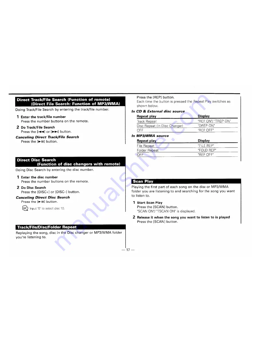 Kenwood KDC-2025 Instruction Manual Download Page 17