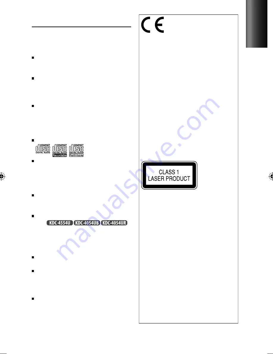 Kenwood KDC-3054UG Скачать руководство пользователя страница 3