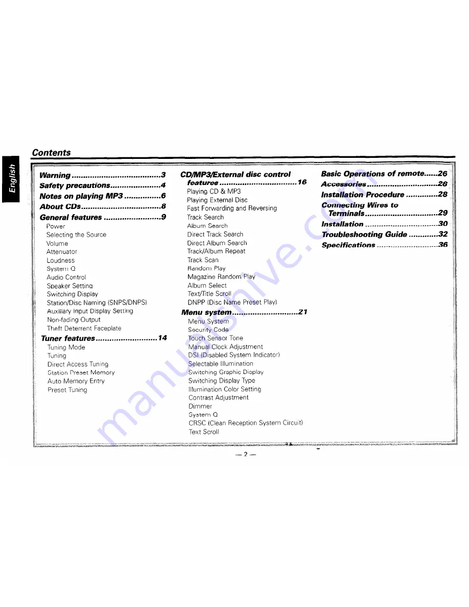 Kenwood KDC-319 Instruction Manual Download Page 2