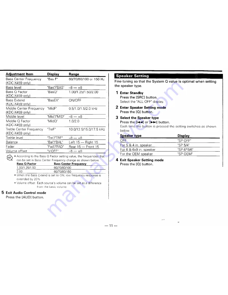 Kenwood KDC-319 Instruction Manual Download Page 11