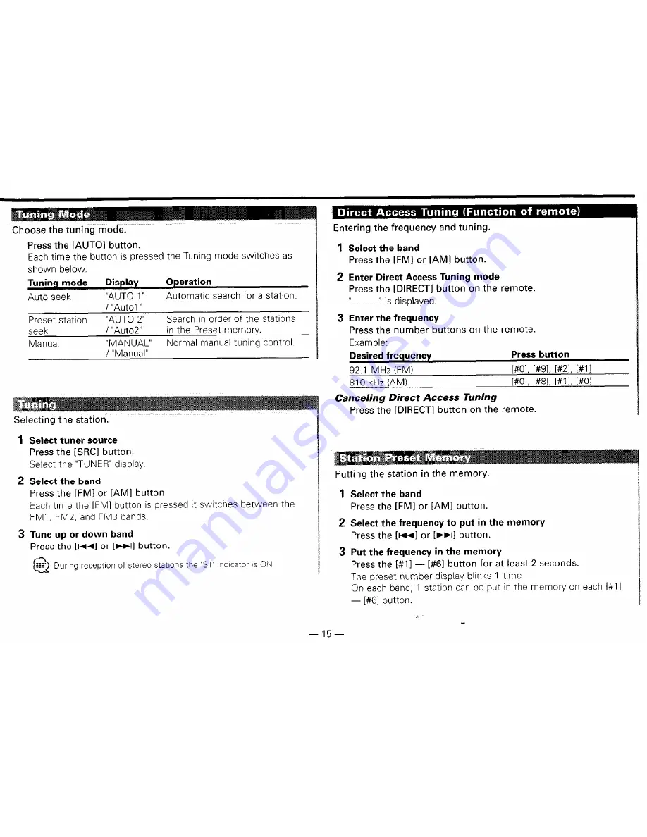 Kenwood KDC-319 Instruction Manual Download Page 15