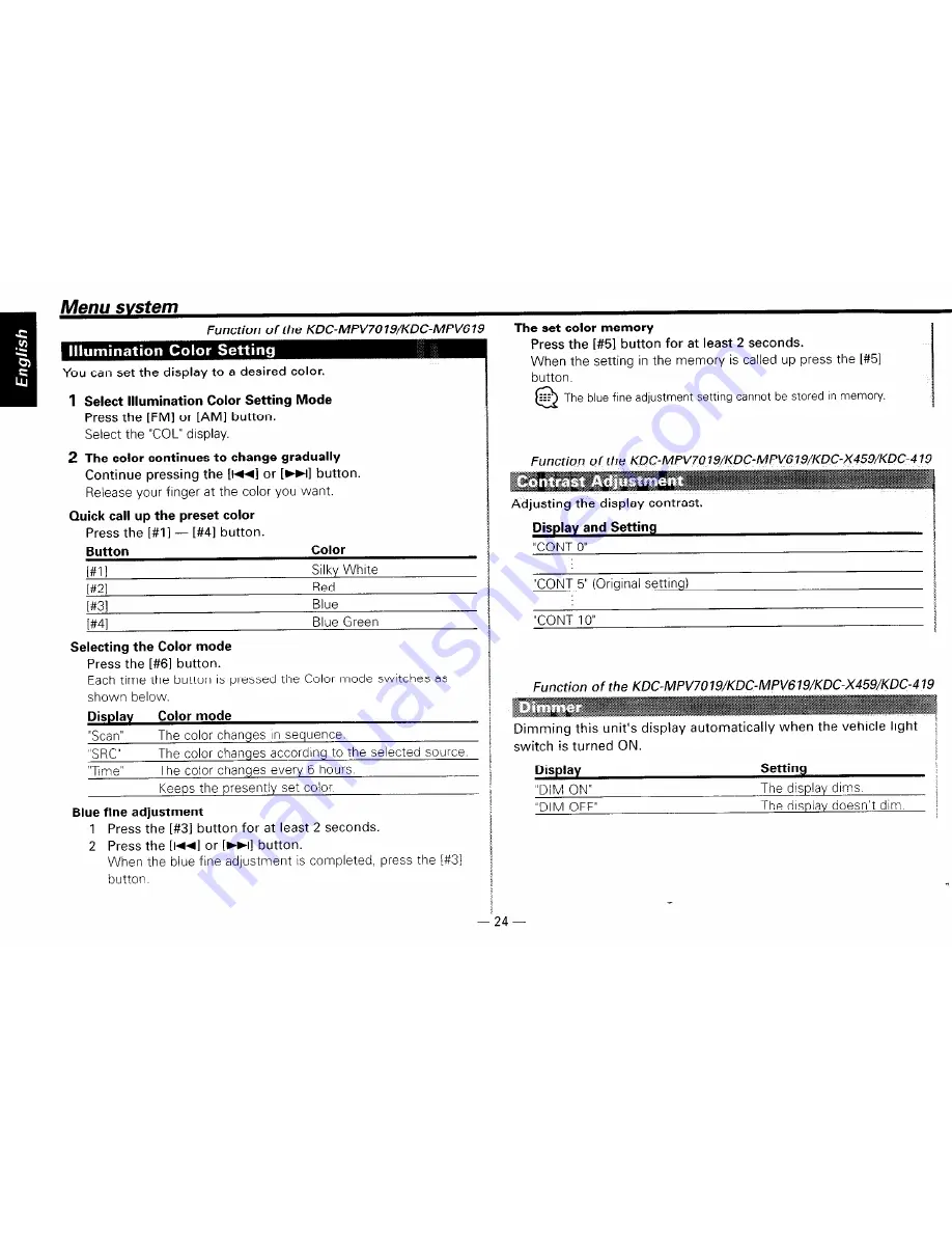 Kenwood KDC-319 Instruction Manual Download Page 24