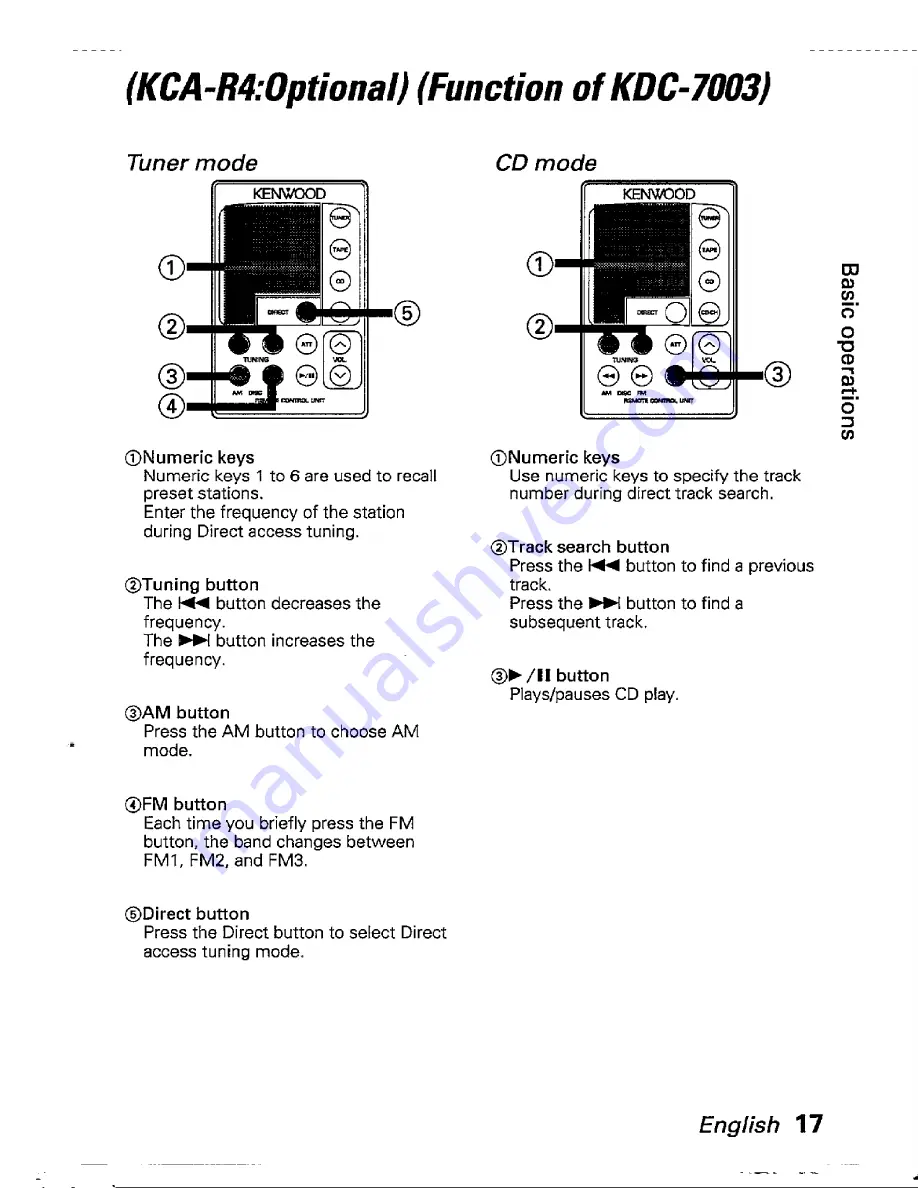 Kenwood KDC-4003 Instruction Manual Download Page 17