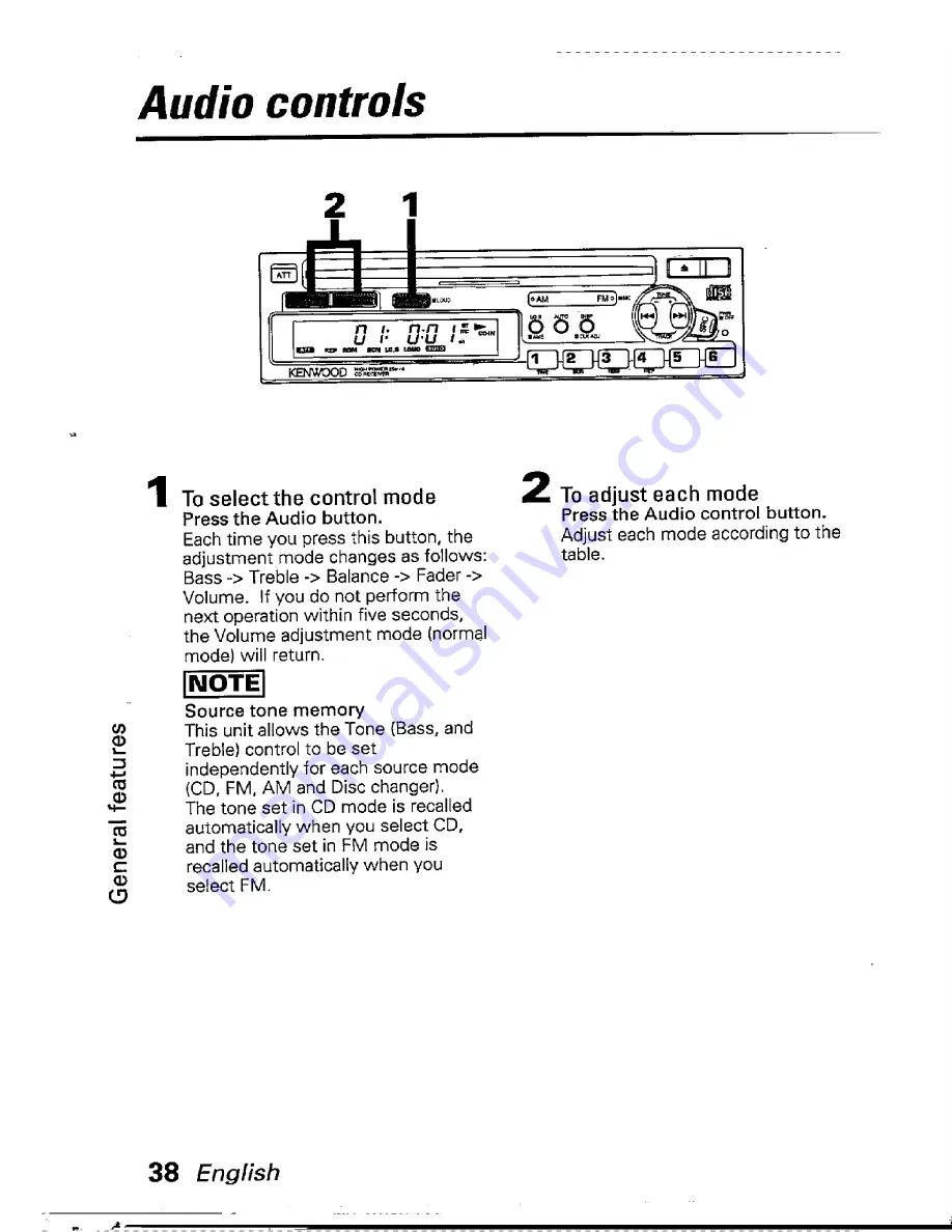 Kenwood KDC-4003 Instruction Manual Download Page 38