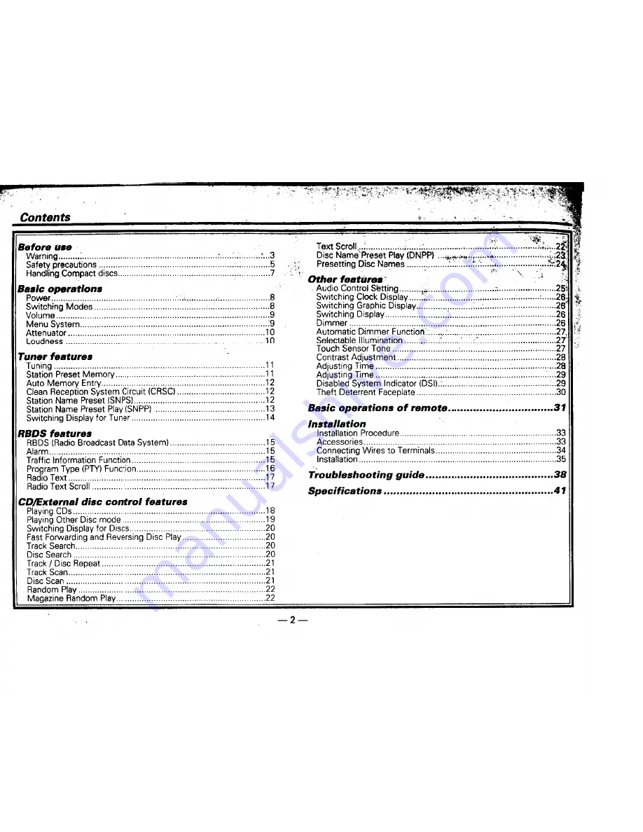 Kenwood KDC-4011S Скачать руководство пользователя страница 2