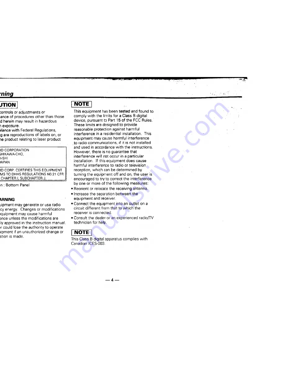 Kenwood KDC-4011S Instruction Manual Download Page 4