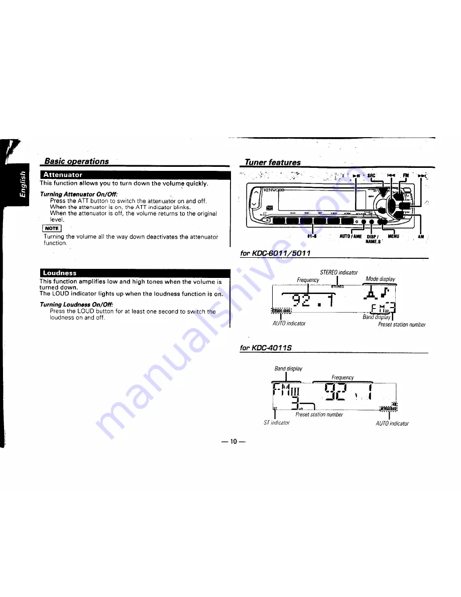 Kenwood KDC-4011S Скачать руководство пользователя страница 10