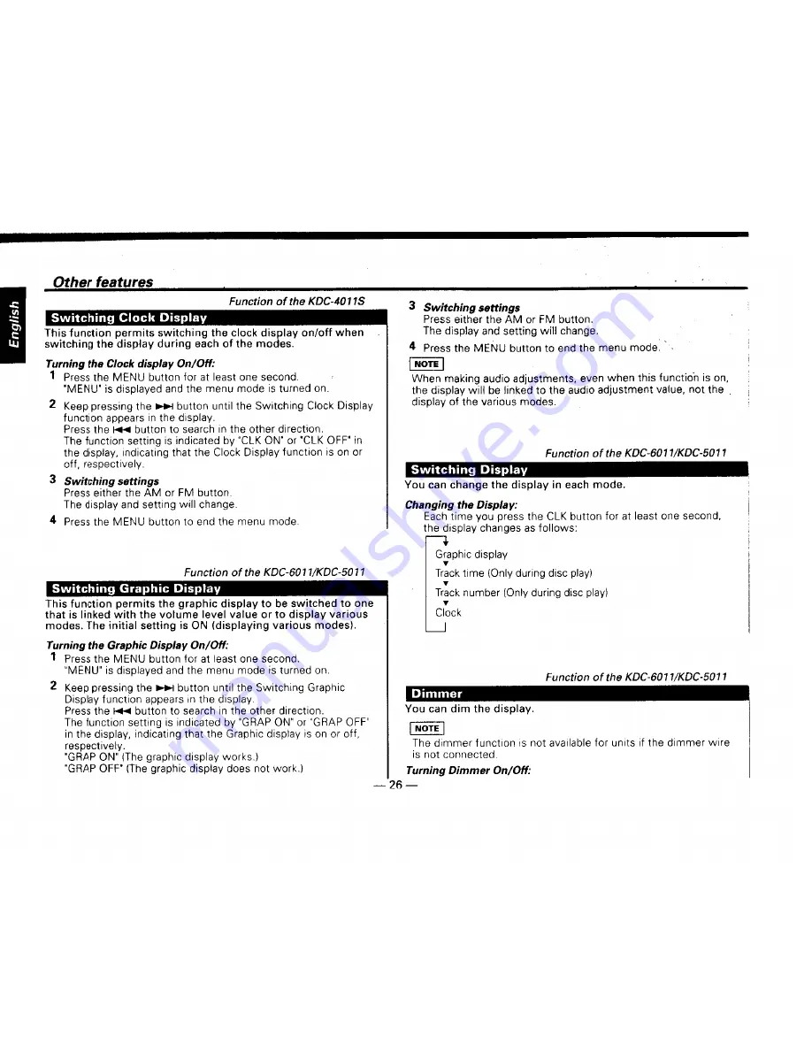 Kenwood KDC-4011S Instruction Manual Download Page 26