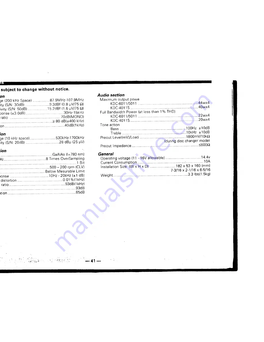 Kenwood KDC-4011S Скачать руководство пользователя страница 41