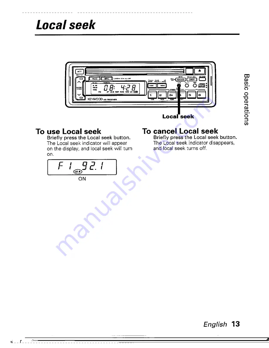 Kenwood KDC-5001 Instruction Manual Download Page 13