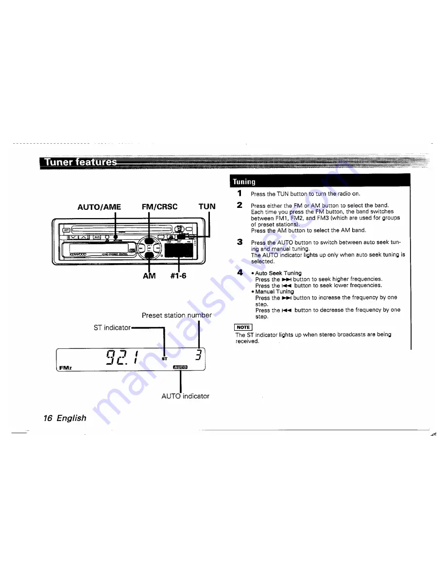 Kenwood KDC-6005 Instruction Manual Download Page 16