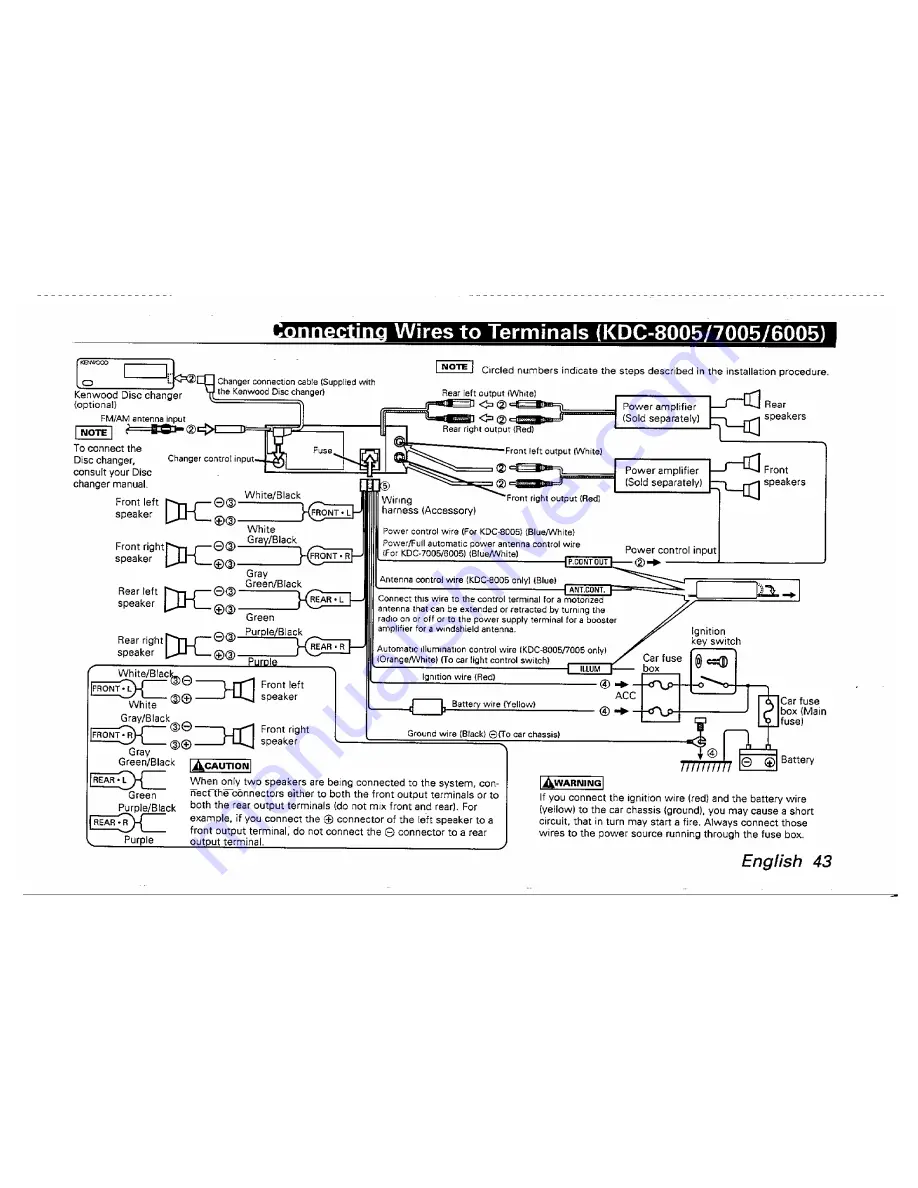 Kenwood KDC-6005 Instruction Manual Download Page 43