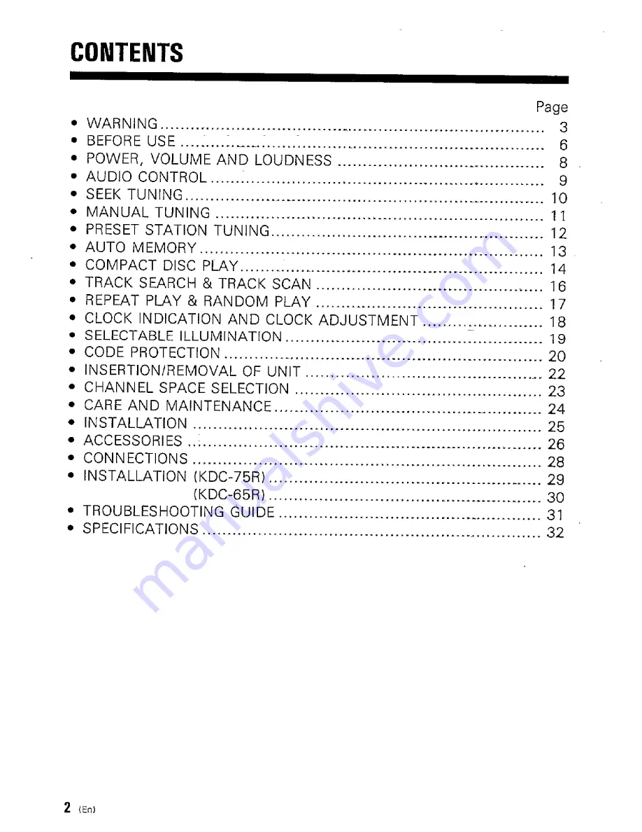 Kenwood KDC-65R Instruction Manual Download Page 2