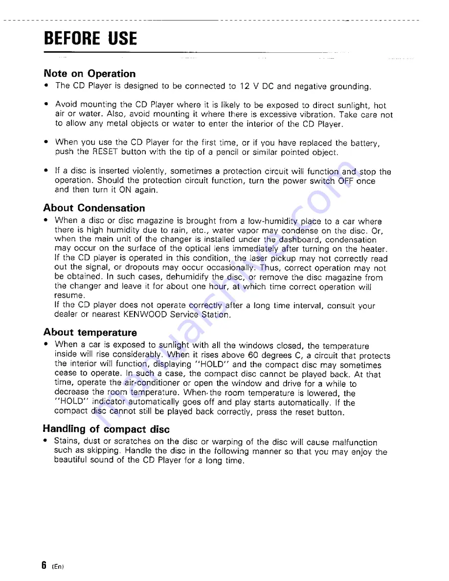 Kenwood KDC-65R Instruction Manual Download Page 6