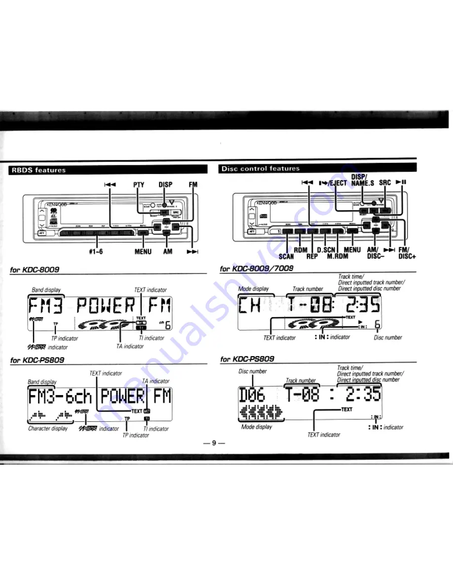 Kenwood KDC-7009 Instruction Manual Download Page 9