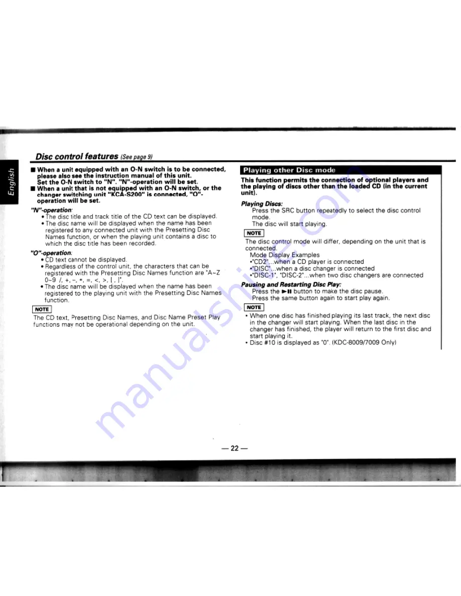 Kenwood KDC-7009 Instruction Manual Download Page 22