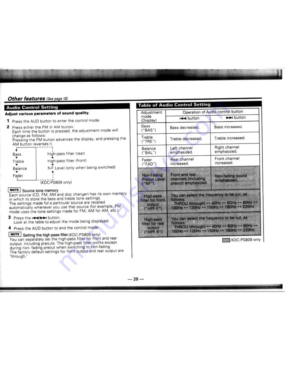 Kenwood KDC-7009 Instruction Manual Download Page 29