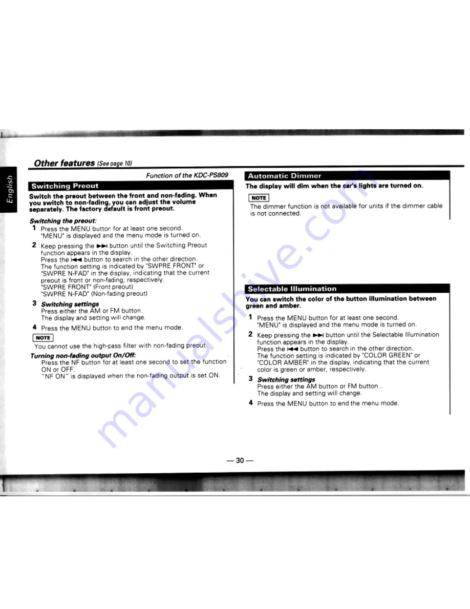 Kenwood KDC-7009 Instruction Manual Download Page 30