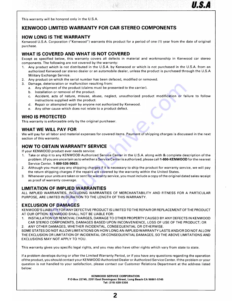 Kenwood KDC-7011 Instruction Manual Download Page 49