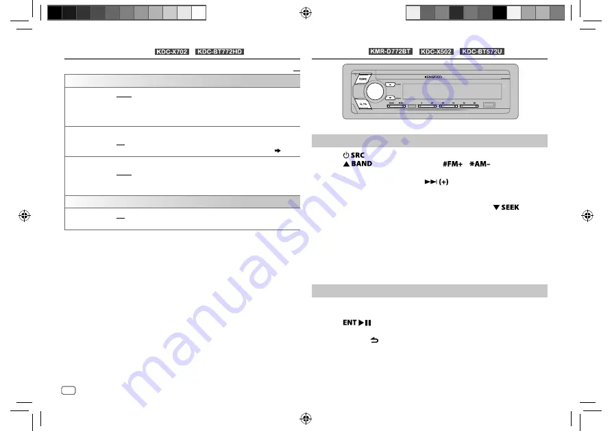 Kenwood KDC-BT572U Instruction Manual Download Page 12