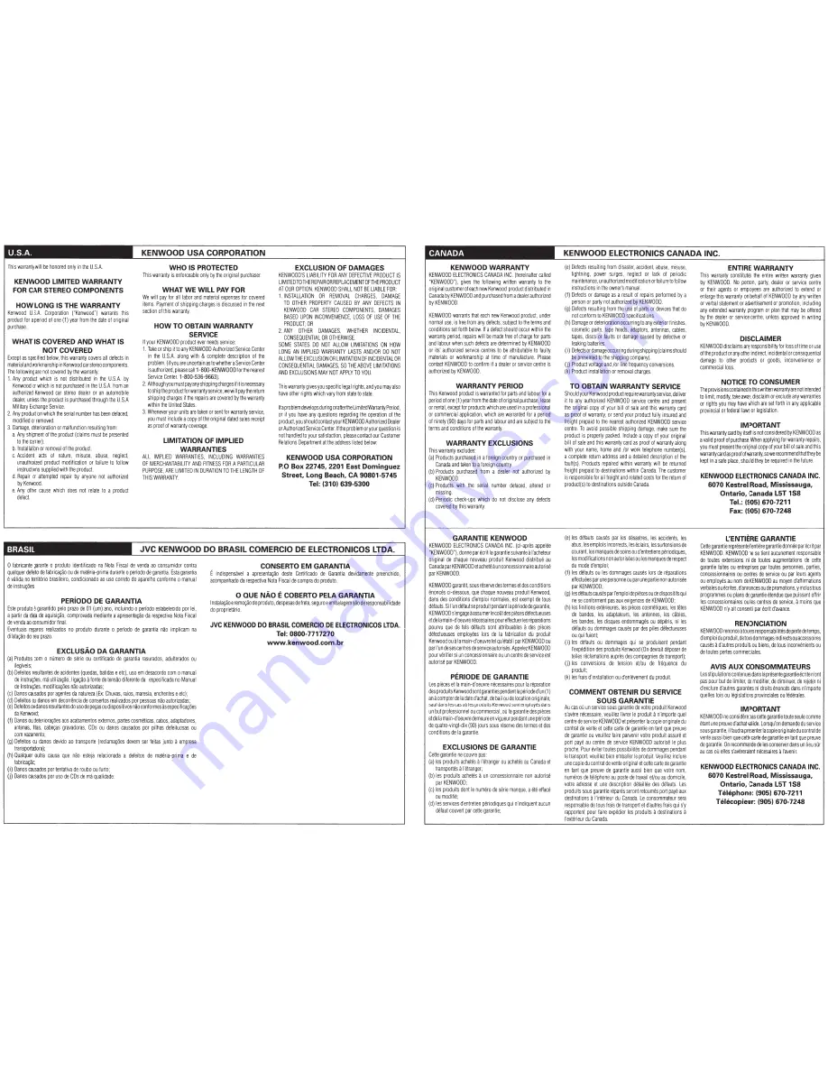 Kenwood KDC-BT952HD Quick Start Manual Download Page 66