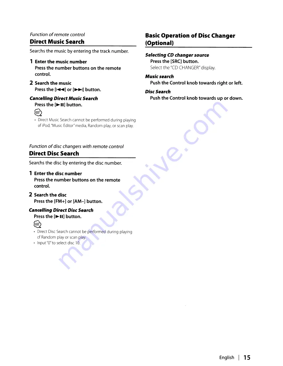 Kenwood KDC-HD942U Instruction Manual Download Page 15