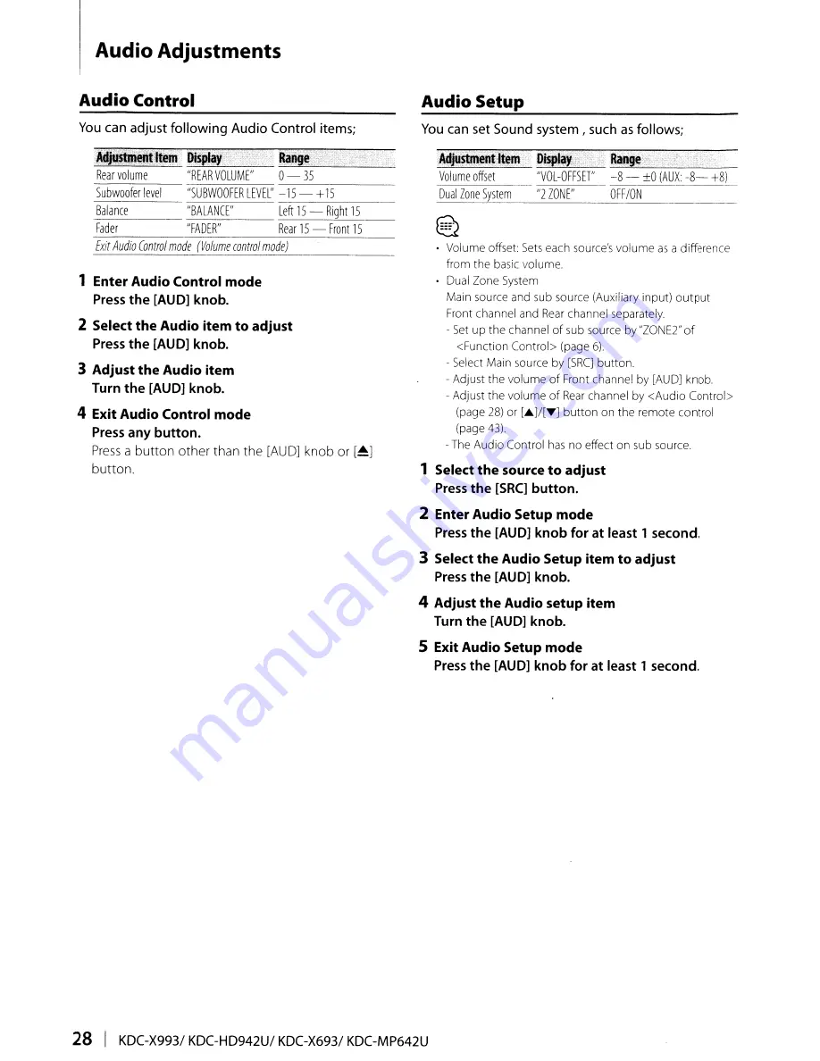 Kenwood KDC-HD942U Instruction Manual Download Page 28