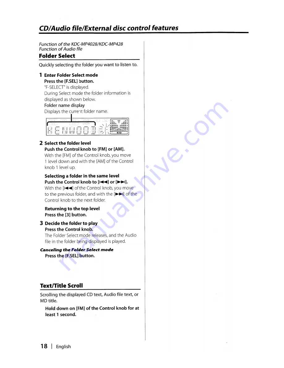 Kenwood KDC-MP3028 Instruction Manual Download Page 18