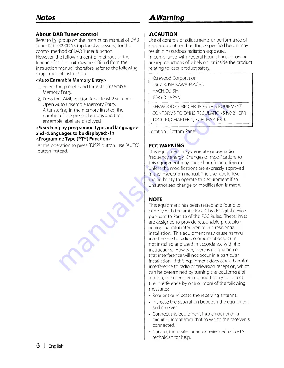 Kenwood KDC-MP5032 Instruction Manual Download Page 6