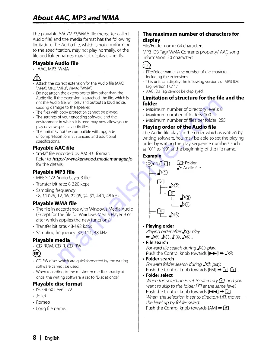 Kenwood KDC-MP5032 Instruction Manual Download Page 8