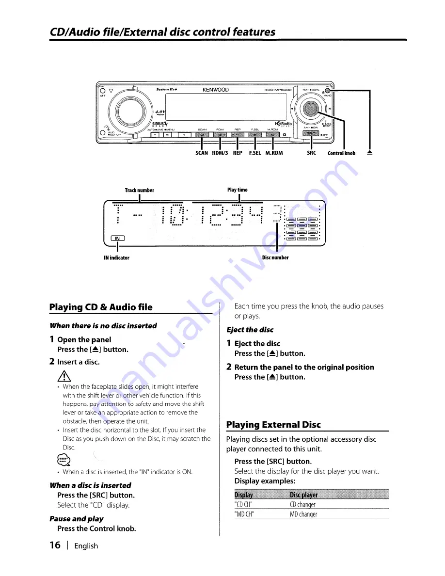 Kenwood KDC-MP5032 Instruction Manual Download Page 16