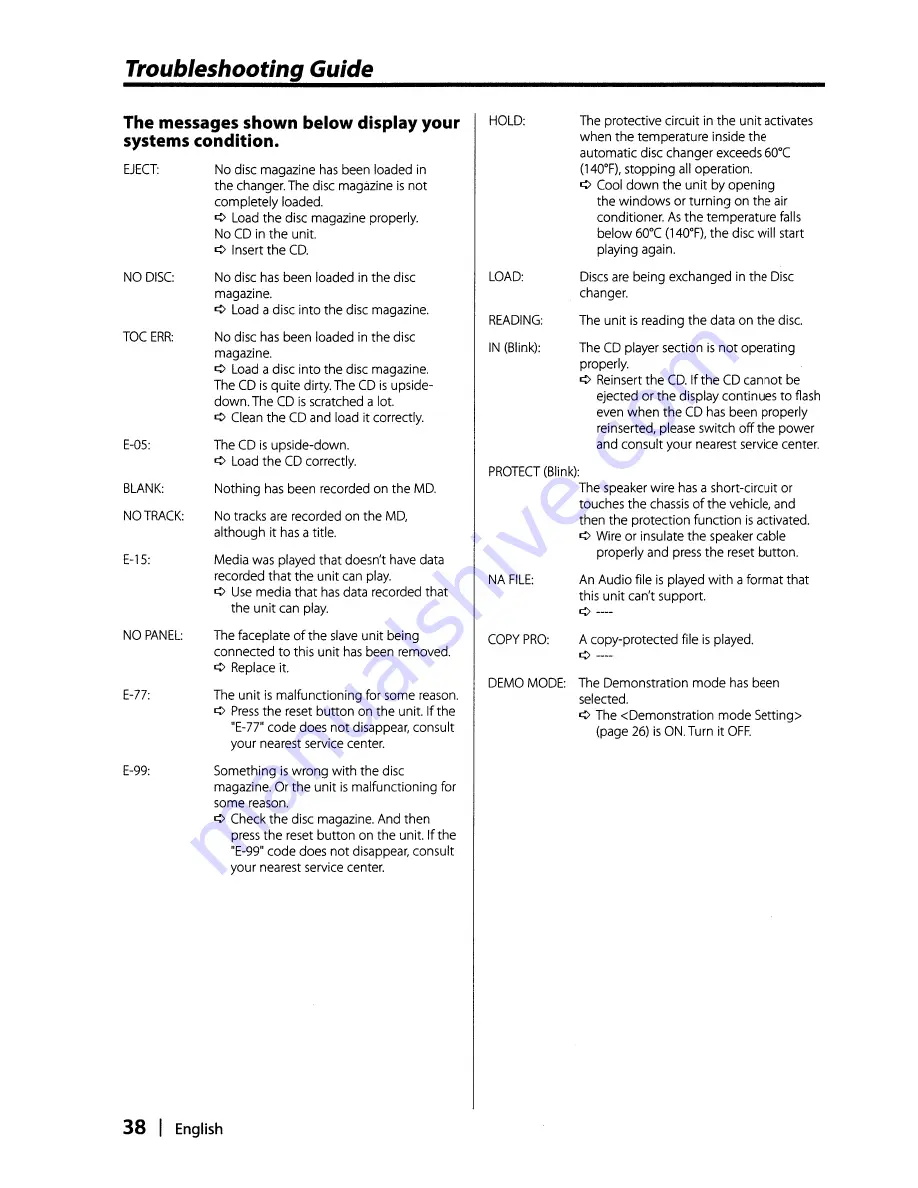 Kenwood KDC-MP5032 Instruction Manual Download Page 38