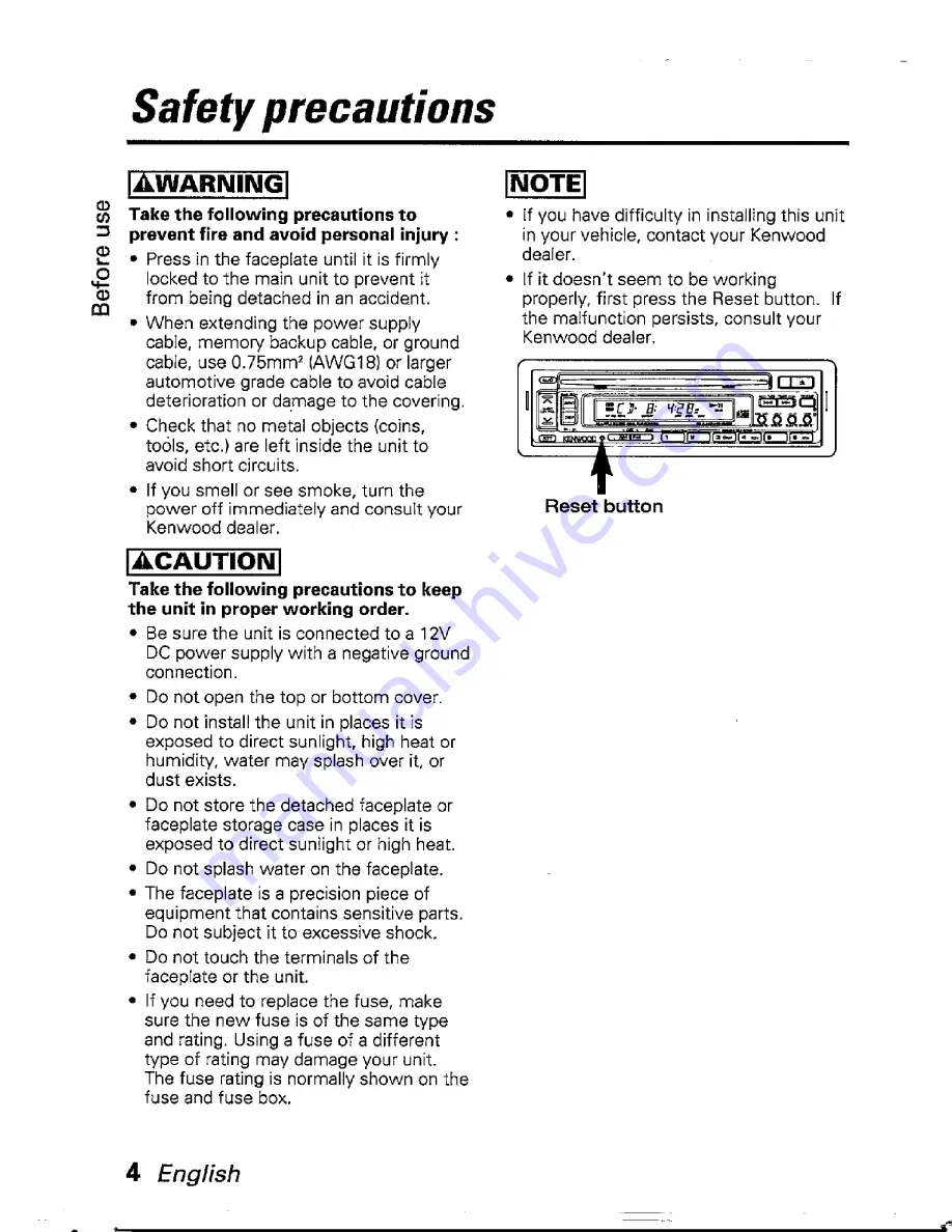 Kenwood KDC-PS900 Instruction Manual Download Page 4