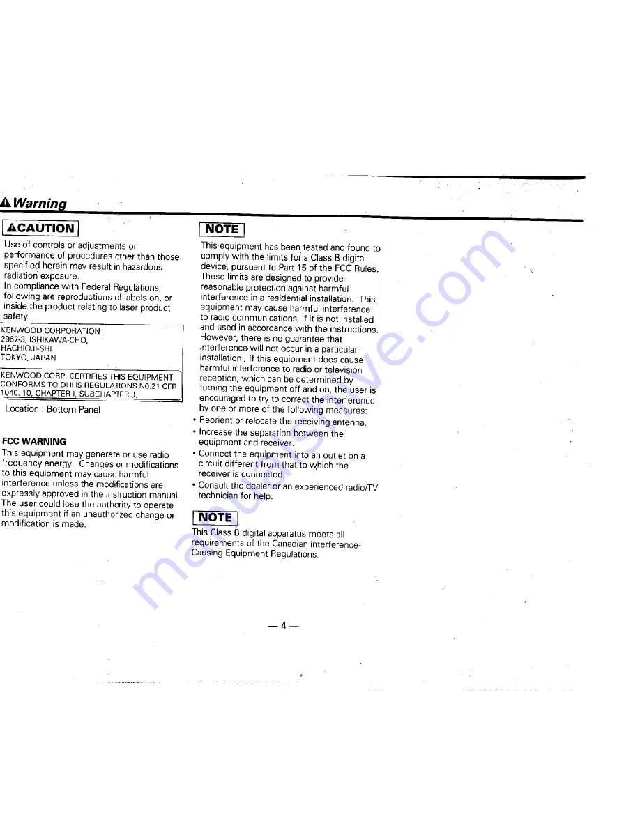 Kenwood KDC-PS909 Instruction Manual Download Page 4