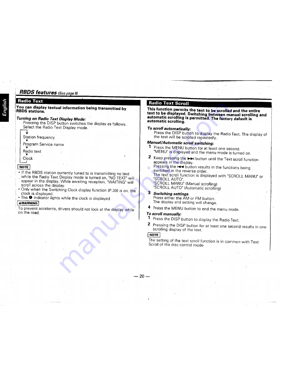 Kenwood KDC-PS909 Instruction Manual Download Page 20