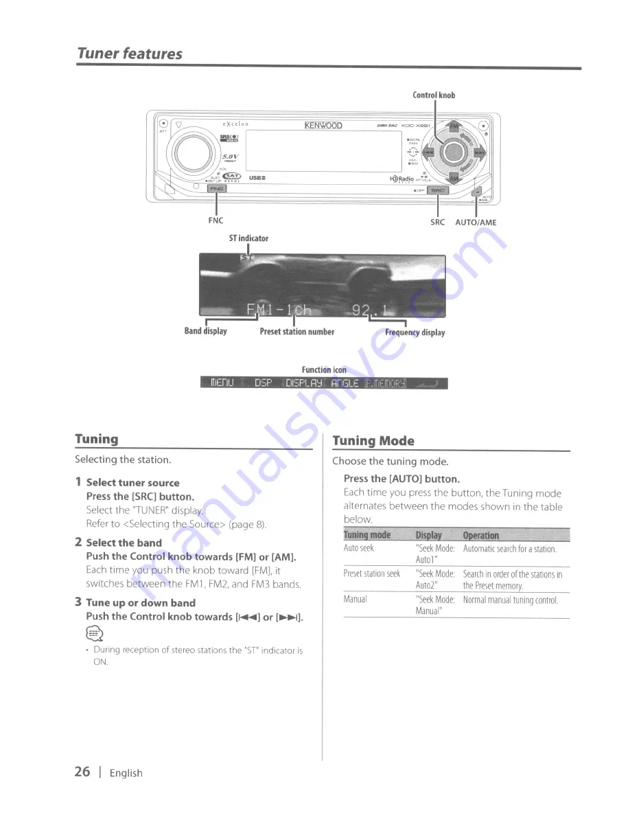 Kenwood KDC-X991 - Excelon CD Receiver Instruction Manual Download Page 26