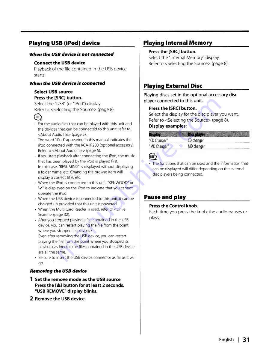 Kenwood KDC-X991 - Excelon CD Receiver Instruction Manual Download Page 31