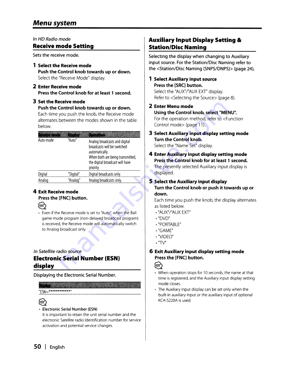 Kenwood KDC-X991 - Excelon CD Receiver Instruction Manual Download Page 50