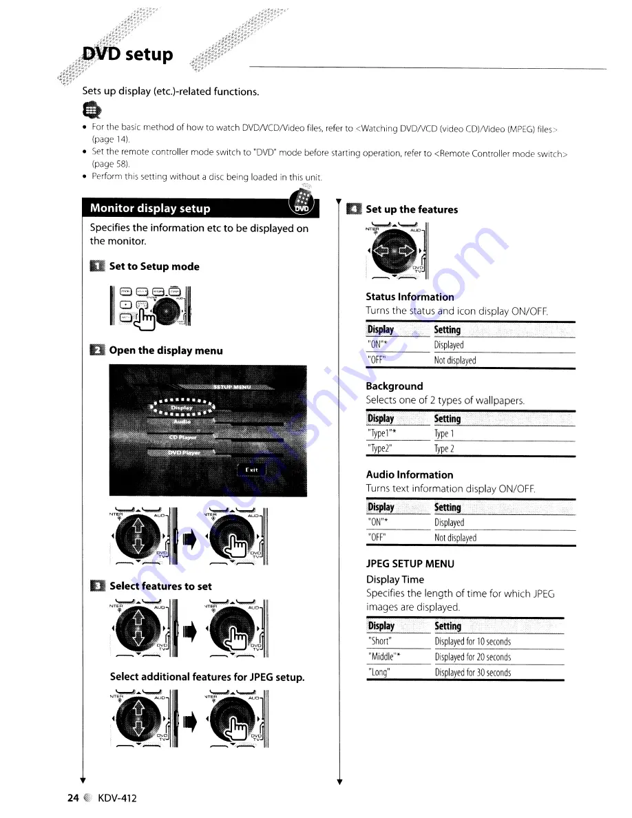 Kenwood KDV-412 Instruction Manual Download Page 24