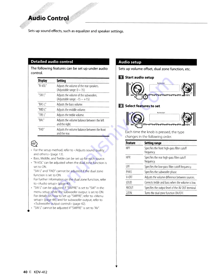 Kenwood KDV-412 Instruction Manual Download Page 40