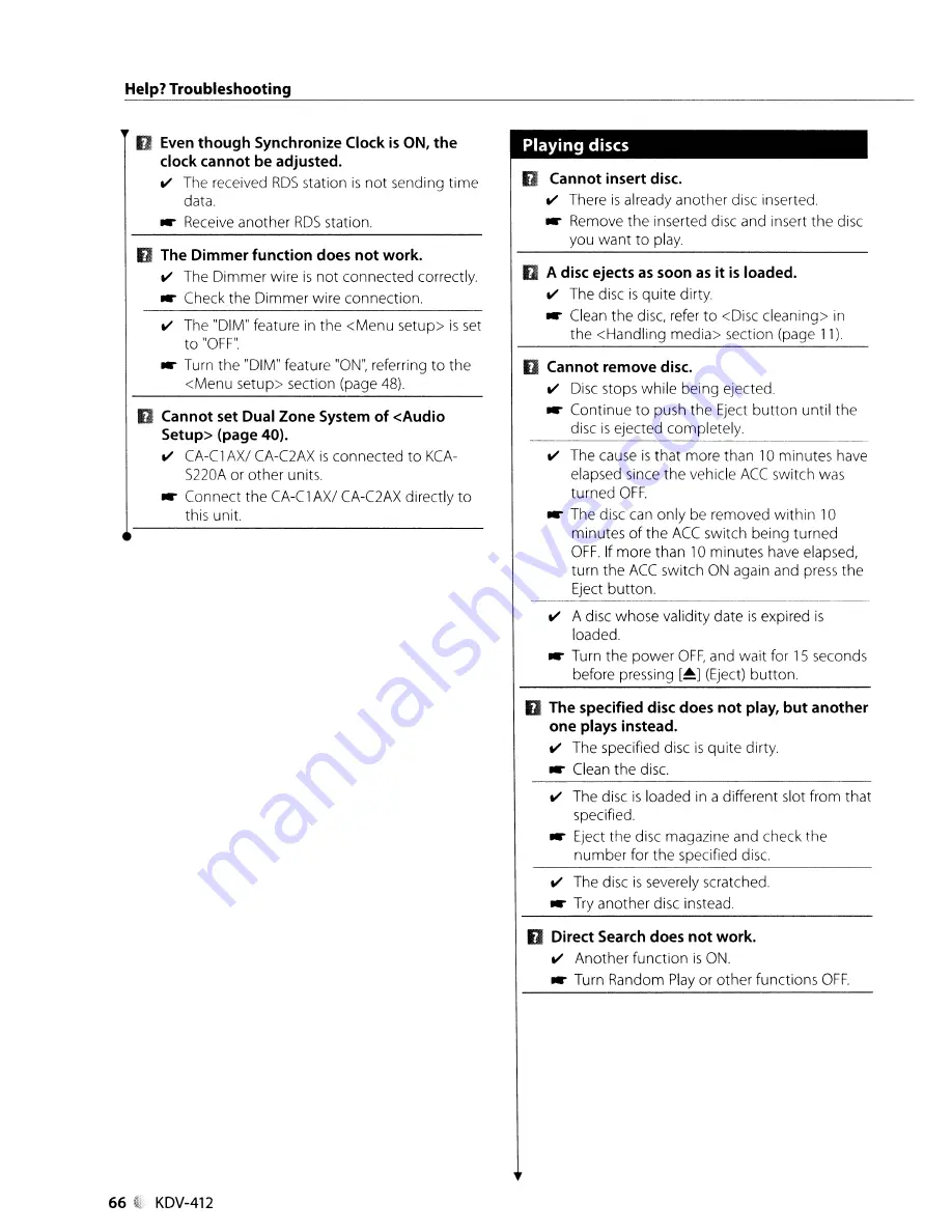 Kenwood KDV-412 Instruction Manual Download Page 66