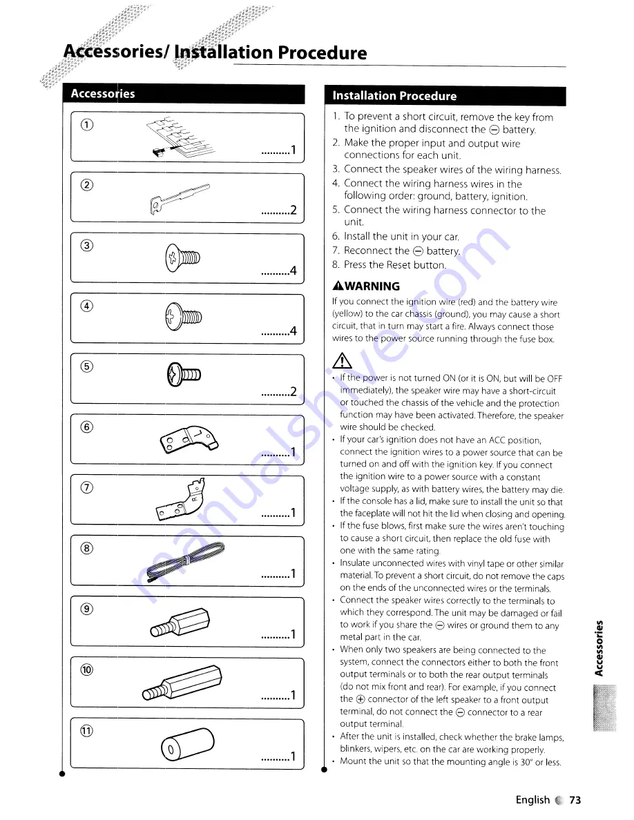 Kenwood KDV-412 Instruction Manual Download Page 73