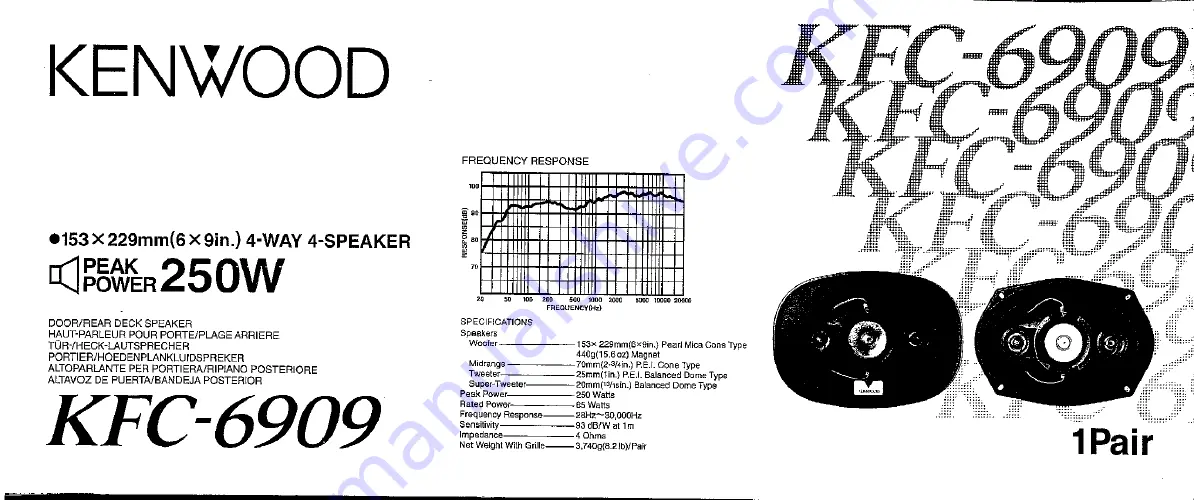 Kenwood KFC-6909 Installation Instructions Download Page 1