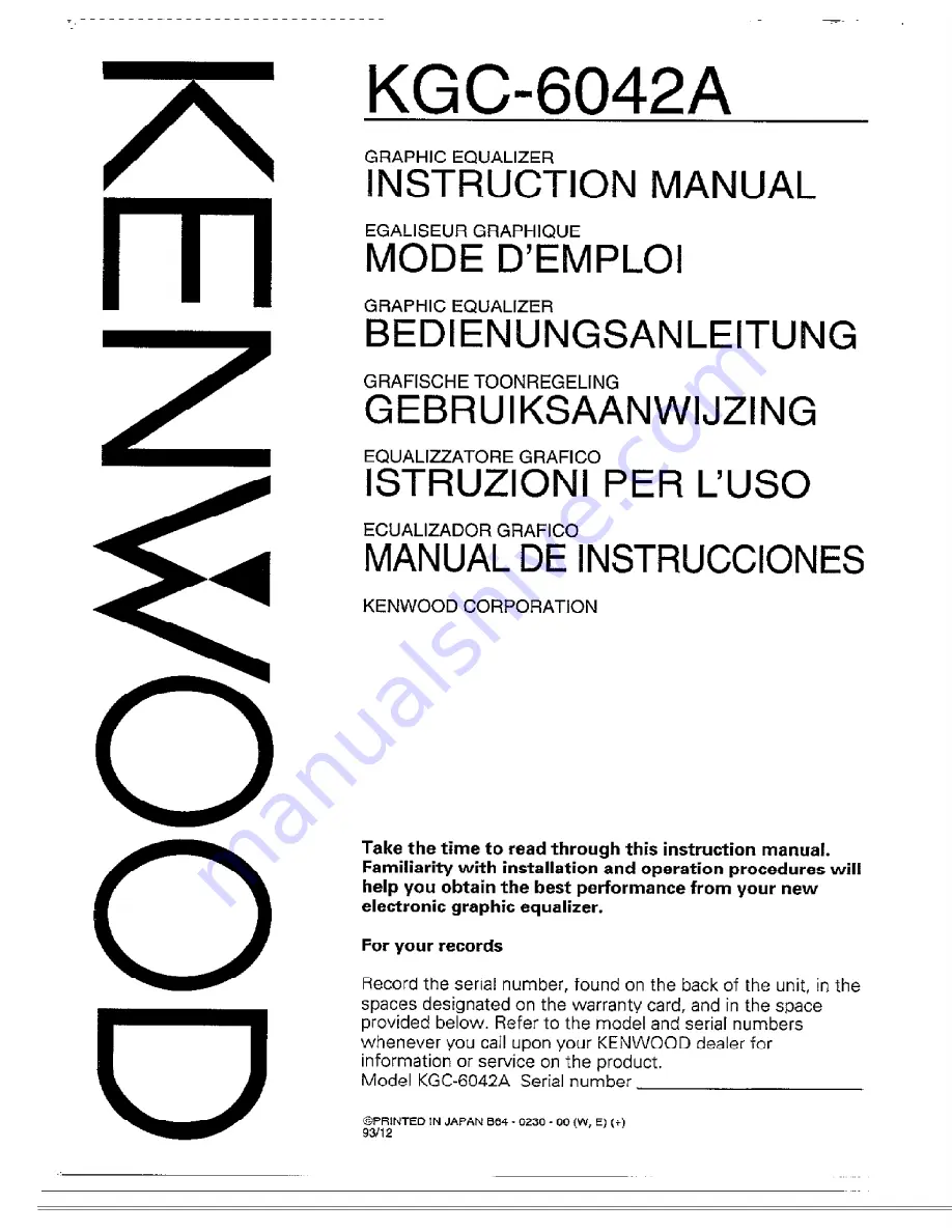 Kenwood KGC-6042A Instruction Manual Download Page 1