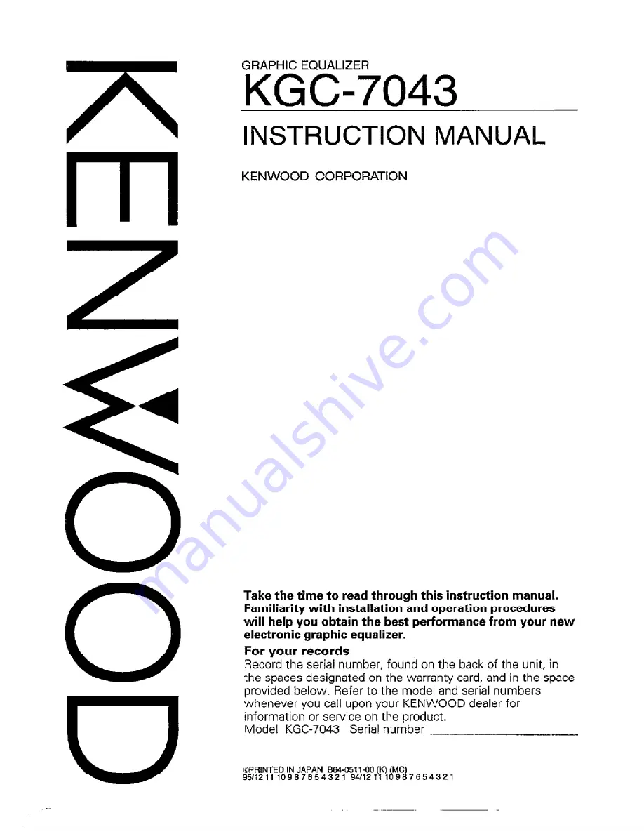 Kenwood KGC-7043 Instruction Manual Download Page 1