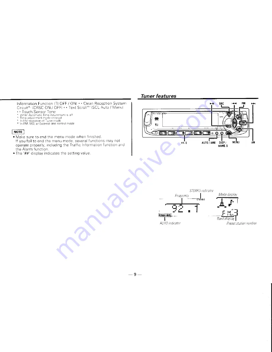 Kenwood KMD-71 Instruction Manual Download Page 9