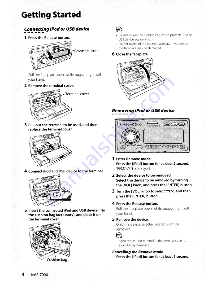 Kenwood KMR-700U - Radio / Digital Player Скачать руководство пользователя страница 4